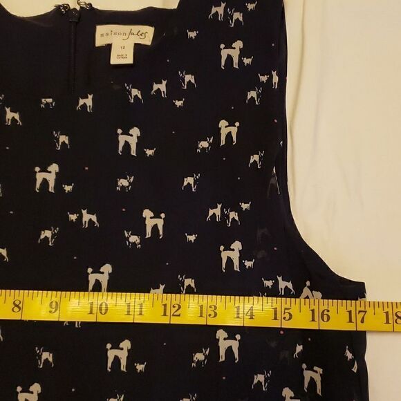 MAISON JULES  Navy Dog Print Flowy Midi Dress sz 12 - Picture 10 of 11